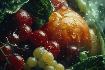Poster - Close-up shot of a variety of fresh fruits and vegetables