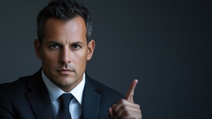 Poster - A business professional gestures towards the lens