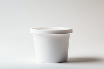 Poster - A single white cup sitting on top of a table, perfect for coffee or tea breaks