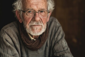 Wall Mural - Portrait of an elderly man wearing glasses and a scarf, suitable for use in educational or professional settings