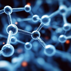 Poster - abstract 3d rendering of a molecule structure, illustrating the complexities of science.