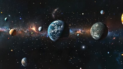 Wall Mural - a close-up view of a distant galaxy filled with stars, planets, and a glowing nebula