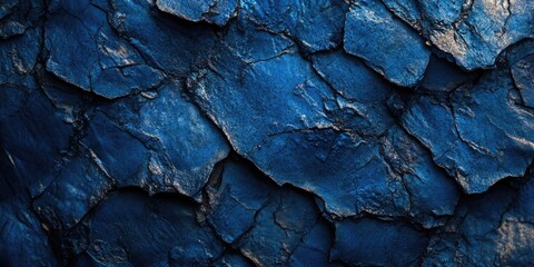 Poster - A close-up view of a blue rock wall with intricate textures and patterns