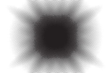 Aufkleber - Noise circle grain texture spray dot pattern abstract black round vector stipple fade halftone point artwork. Circle gradient halftone dots background. Pop art template, texture.