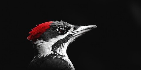 Poster - A close-up shot of a bird with vibrant red hair, great for use in illustrations or as a design element