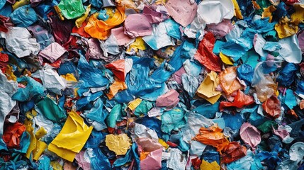 Poster - A pile of colorful plastic bags stacked on top of each other