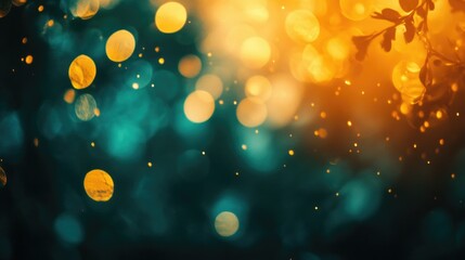 Poster - A blurred photo of a tree lit up with yellow lights, perfect for adding warmth to any scene