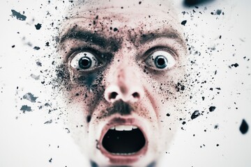 Poster - A close-up shot of a person's face showing surprise and shock