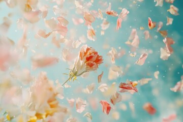 Poster - A bouquet of flowers suspended in mid-air