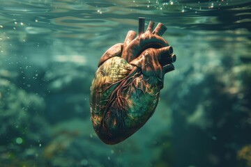 Poster - Close-up image of a human heart submerged in water