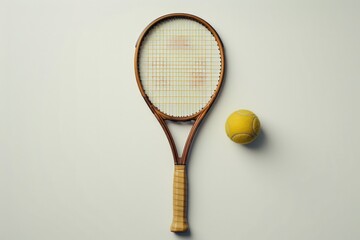 Poster - A tennis racket and ball on a white surface, ready for play