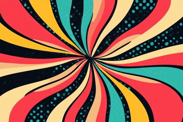Poster - A vibrant, graphic design featuring stripes, dots, and lines