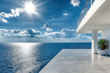 Poster - A beautiful sunrise scene with the sun shining brightly over the ocean