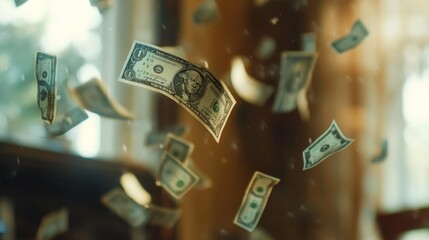 Aufkleber - A bunch of money is flying through the air