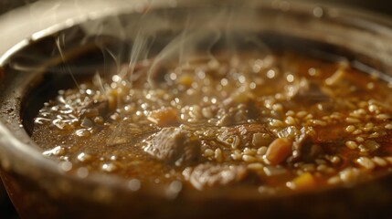 Sticker - A warm, comforting bowl of soup filled with tender meat and fluffy rice