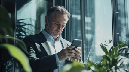 Aufkleber - A man in a suit is looking at his cell phone