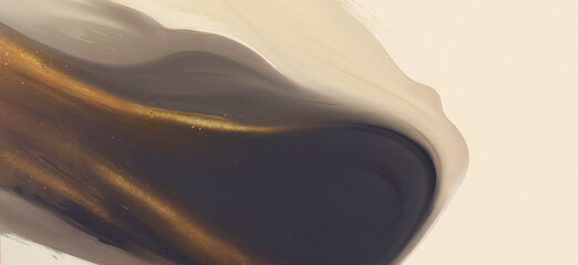 Wall Mural - golden abstract elements on a stylish background with a watercolor brushstroke
