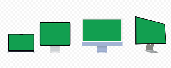 Poster - Realistic Vector Mockup Digital Tablet, Mobile Phone, Smart Phone, Laptop and Computer Monitor. Realistic Vector Mockup Digital Tablet, Laptop and Computer Monitor. UI / UX design.