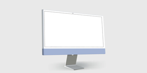 Poster - Desktop pc vector mocup. monitor display with blank screen isolated on background. Vector illustration. Modern Computer Monitor Vector Illustration with White Screen.
