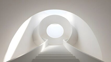 Aufkleber - Modern architecture staircase minimalist design interior space bright environment upward view contemporary concept