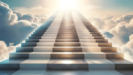 Poster - Ascension journey celestial realm digital art ethereal landscape elevated perspective spiritual awakening