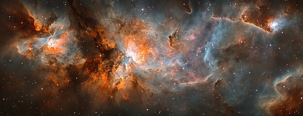 Colorful nebula in outer space.