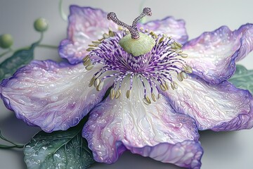 Poster - Explore the beauty of botanical illustration a passion flower in soft purple tones