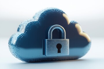 Poster - Secure your data with cloud storage icons featuring a lock for enhanced protection