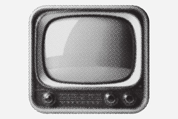 Poster - Cut out from magazine old television with place for copy space. Halftone retro tv. Trendy vintage design for banner, poster, card.