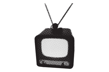 Poster - Trendy vintage design for banner, poster, card Cut out from magazine old television with place for copy space. Halftone retro tv