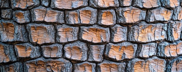 Poster - Close-up of textured bark, exhibiting natural patterns and earthy colors.