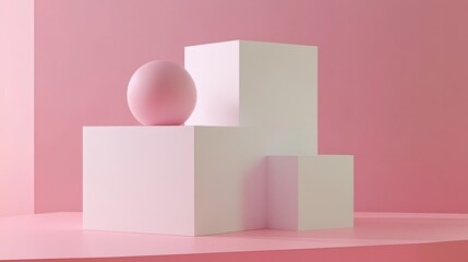 Poster - 3D geometric shapes seamlessly blending into a vibrant 2D background, creating a sense of depth and movement.