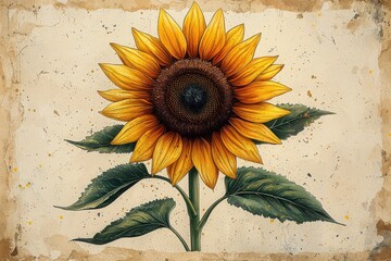 Poster - Create a stunning illustration of a sunflower featuring golden petals and inspirational text for your projects