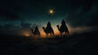 © Robert Kneschke - The three magi journey through the desert under starlit sky