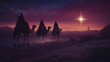 © Robert Kneschke - Three wise men riding camels in the desert under a starry night