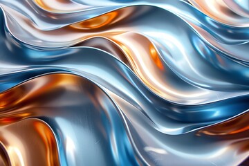 Poster - Abstract background with blue, gold and white wavy lines.