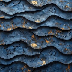 Poster - Abstract blue and gold textured background with wavy lines and patterns.