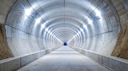 Poster - Modern tunnel interior with illuminated walls and a straight pathway.