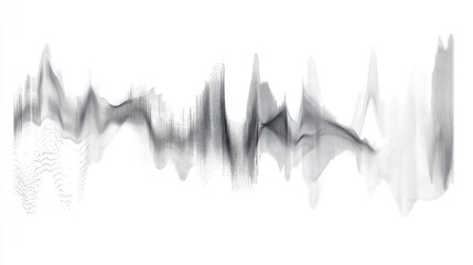 Poster - Abstract Sound Wave Visualization in Black and White with Dynamic Patterns and Distorted Shapes Representing Audio Frequencies and Sound Energy Fluctuations