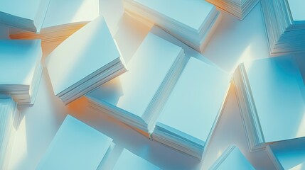 Poster - Aesthetic Close-up of Neatly Stacked Blank Business Cards in Soft Lighting Perfect for Corporate Branding and Design Projects Focusing on Minimalist Style