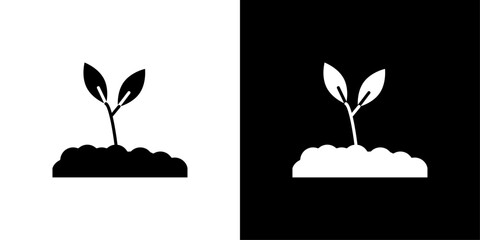 Wall Mural - Seedling in soil icon Outline sign symbol set