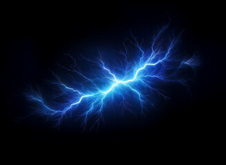 Aufkleber - A vibrant blue electric bolt streaks across a black background.