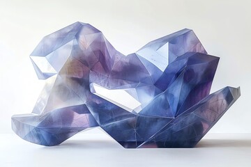 Poster - Abstract sculpture made of translucent blue, purple and white material.
