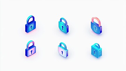 Poster - Colorful and Modern Icon Set of Various Padlocks Featuring Different Designs for Security and Protection Concept
