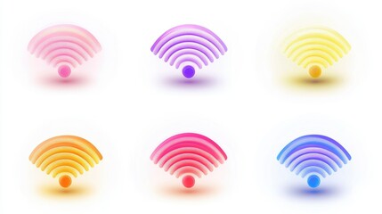 Poster - Vibrant and Colorful Wi-Fi Signal Icons in Various Shades Representing Connectivity and Modern Technology in a Seamless Design, Suitable for Digital Projects