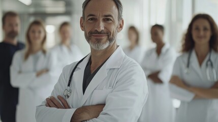 Wall Mural - A group of doctors are posing for a photo