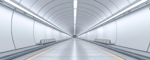 Poster - Empty futuristic tunnel with bright lighting, spacious and modern design.