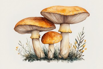 Poster - Capture the beauty of wild mushrooms illustrated with earthy tones and natural elements