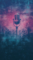 Aufkleber - Vintage microphone stands out against a grunge backdrop, evoking the nostalgic charm of classic recording studios and the golden era of music