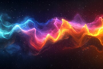 Poster - Vibrant cosmic waves of color swirling in deep space